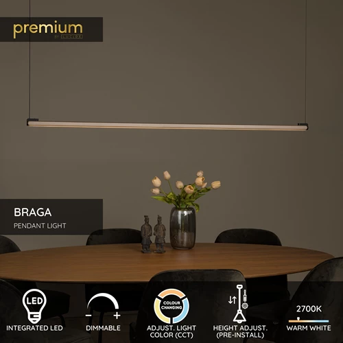 Lucide BRAGA - Hanging Lamp - LED Dimb. - CCT - 1x36W 2700K/4000K - Hand Motion Sensor - Coffee | Premium - USP